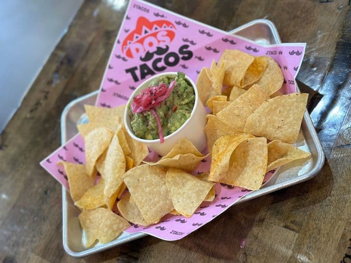 Fresh guacamole with tortilla chips